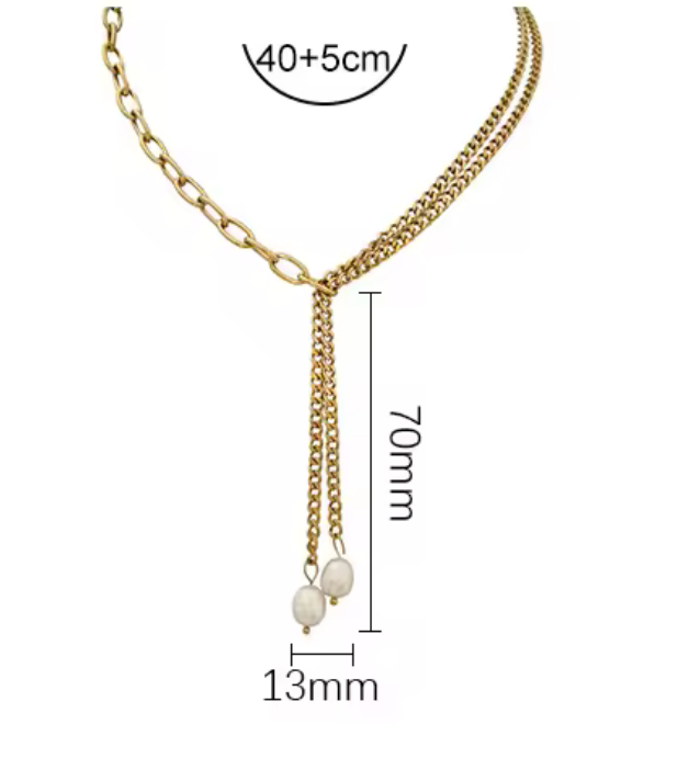 Lariat & Pearl Necklace