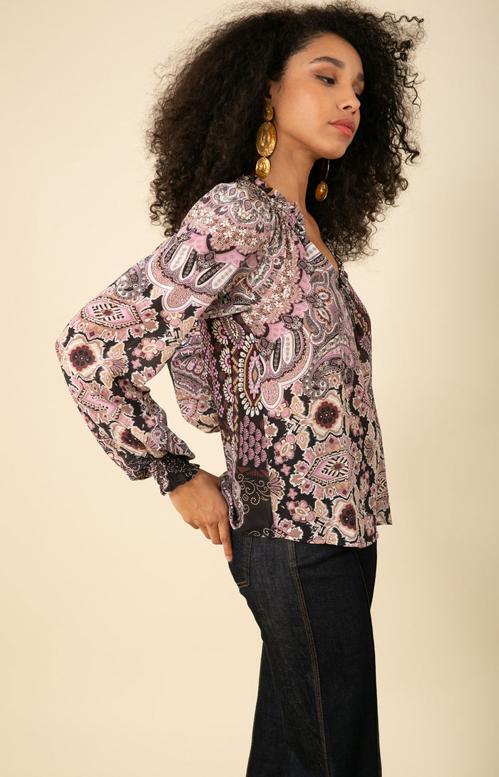 Laura Silk Top, color_black