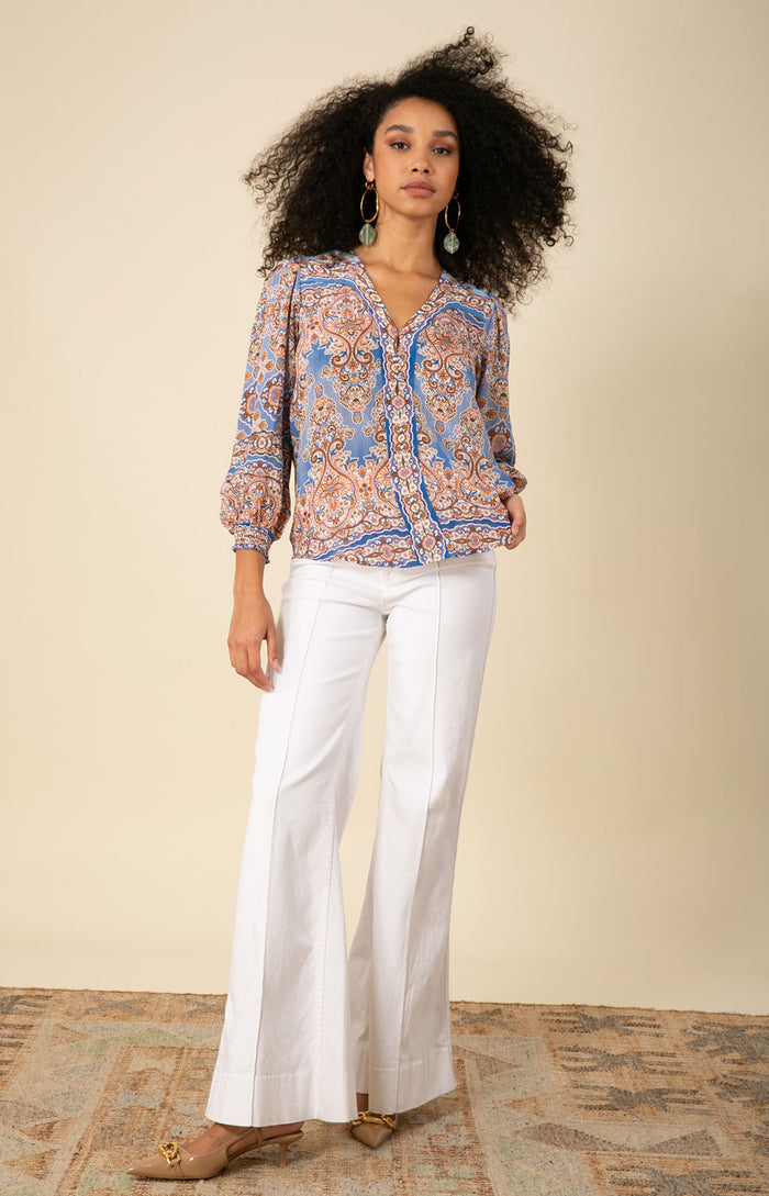 Lauren Silk Top, color_blue
