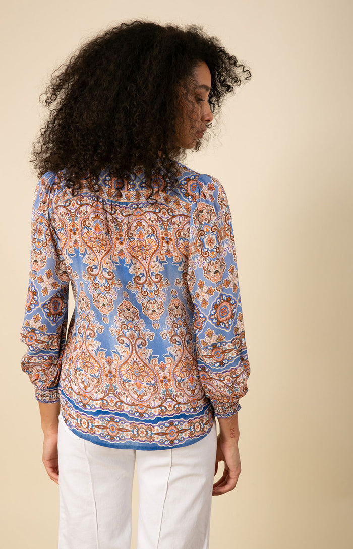 Lauren Silk Top, color_blue