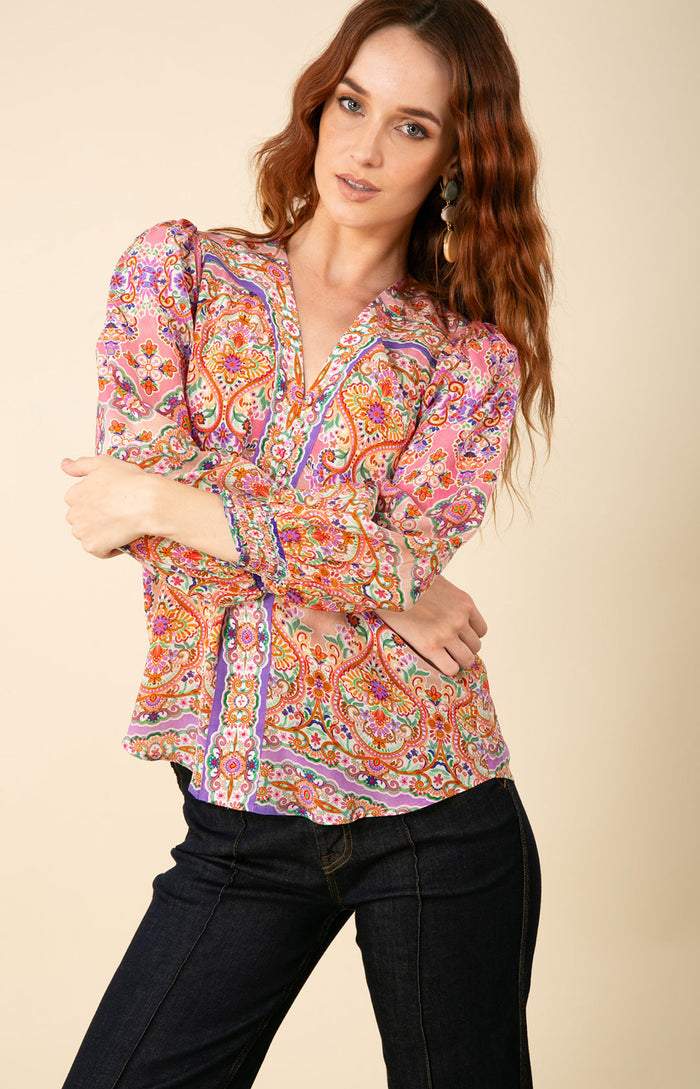 Lauren Silk Top, color_pink