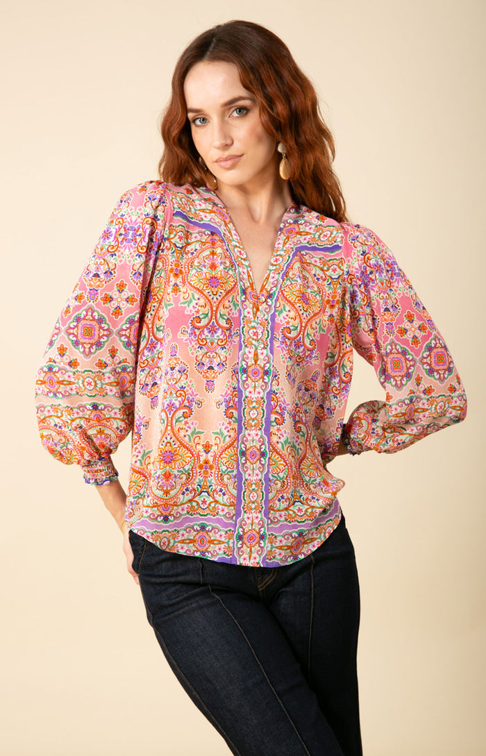 Lauren Silk Top, color_pink