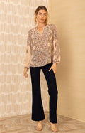 Layne Silk Top, color-Beige