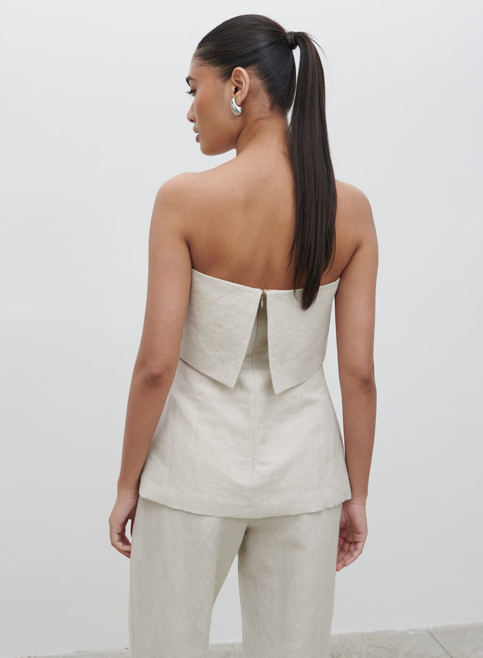 Candy Is 5'6" & Wears Size UK 8|Layton Bandeau Waistcoat - Natural