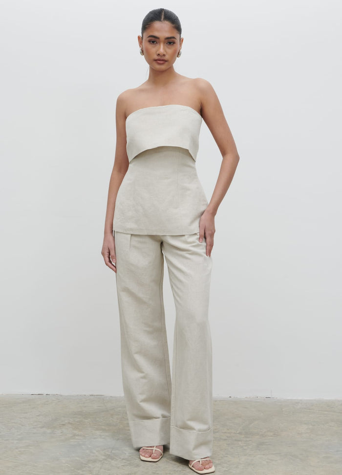 Candy Is 5'6" & Wears Size UK 8|Layton Bandeau Waistcoat - Natural