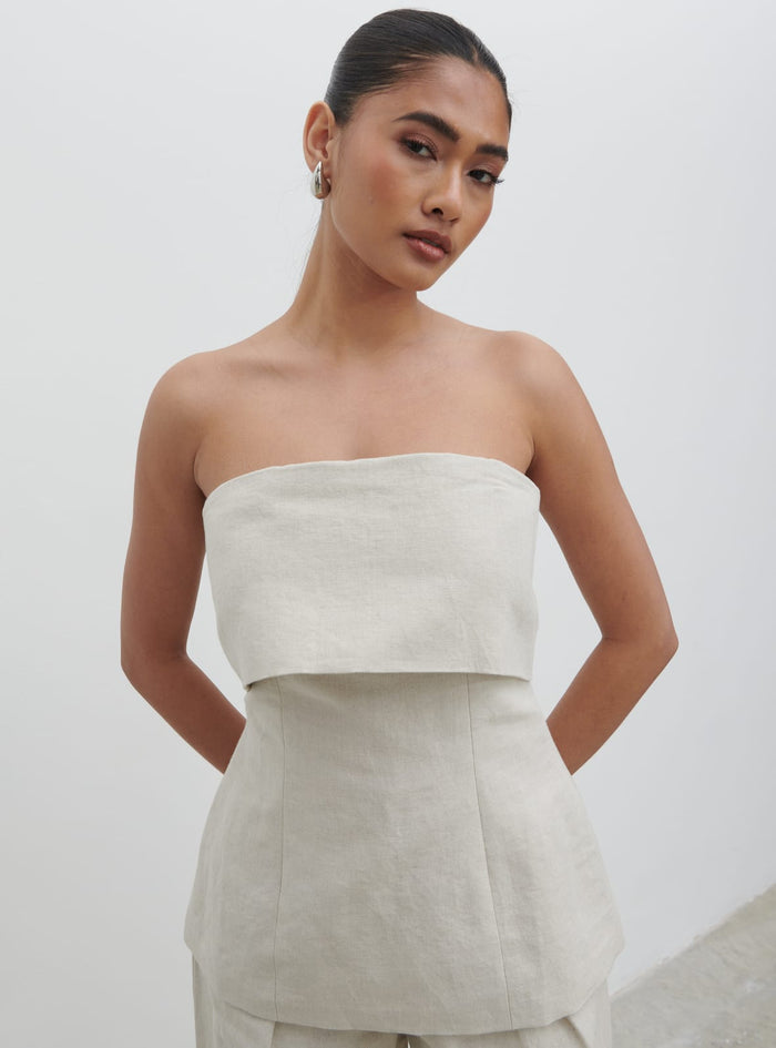 Candy Is 5'6" & Wears Size UK 8|Layton Bandeau Waistcoat - Natural