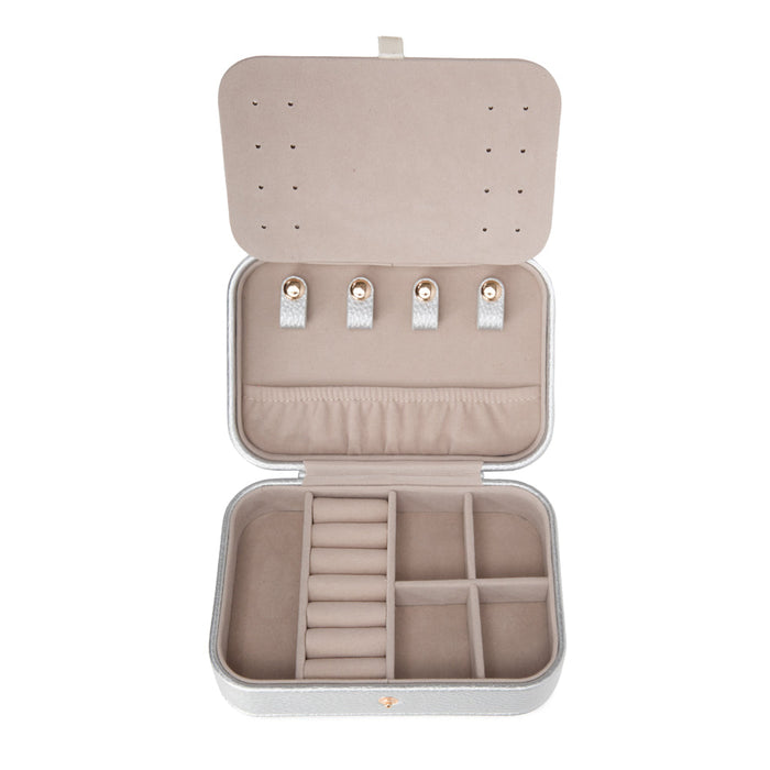 Brouk & Co Leah Quilted Travel Jewelry Organizer | Silver