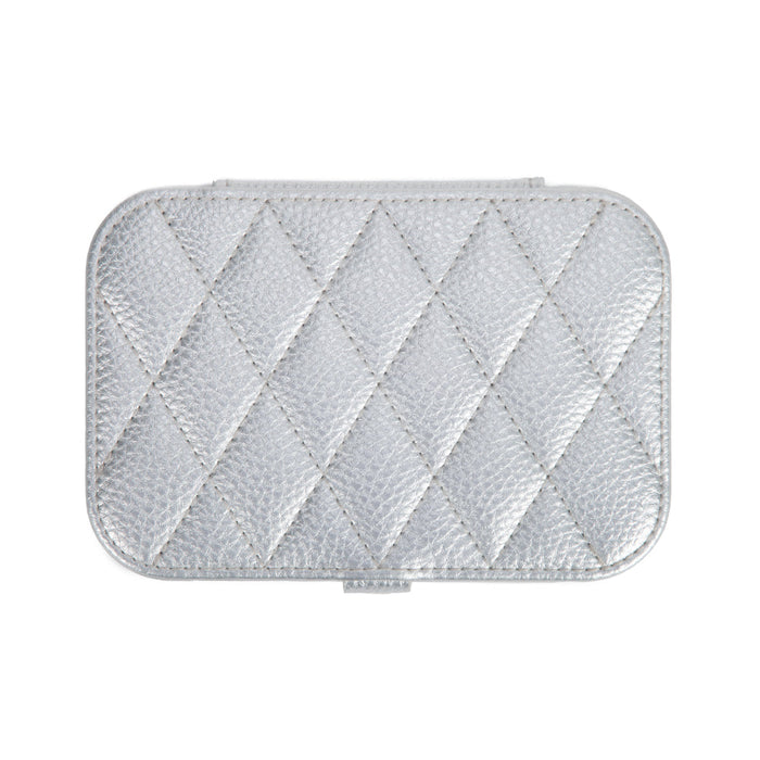 Leah Quilted Travel Jewelry Organizer | Silver