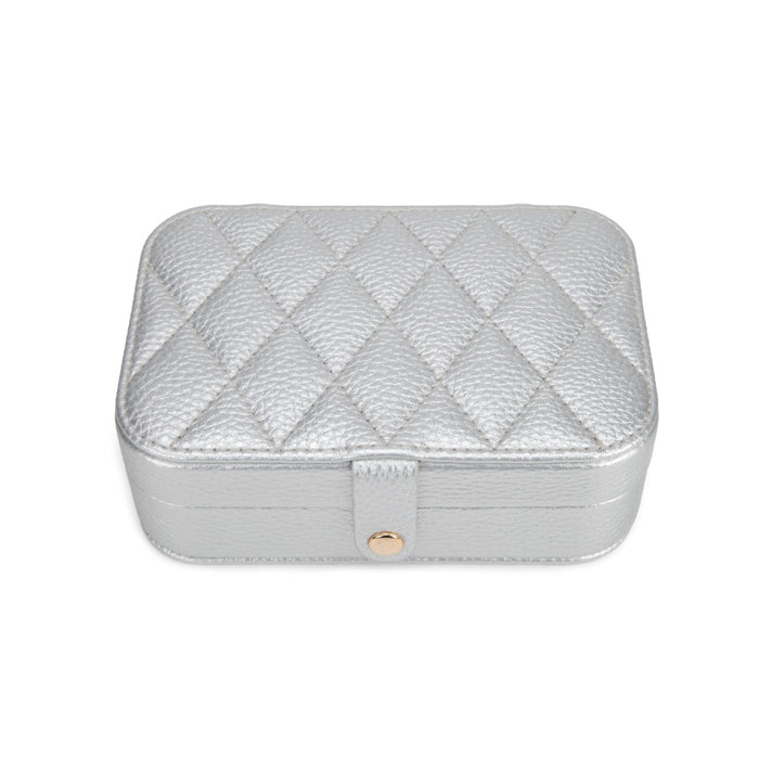 Leah Quilted Travel Jewelry Organizer | Silver