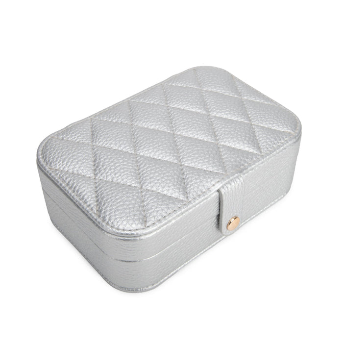 Leah Quilted Travel Jewelry Organizer | Silver