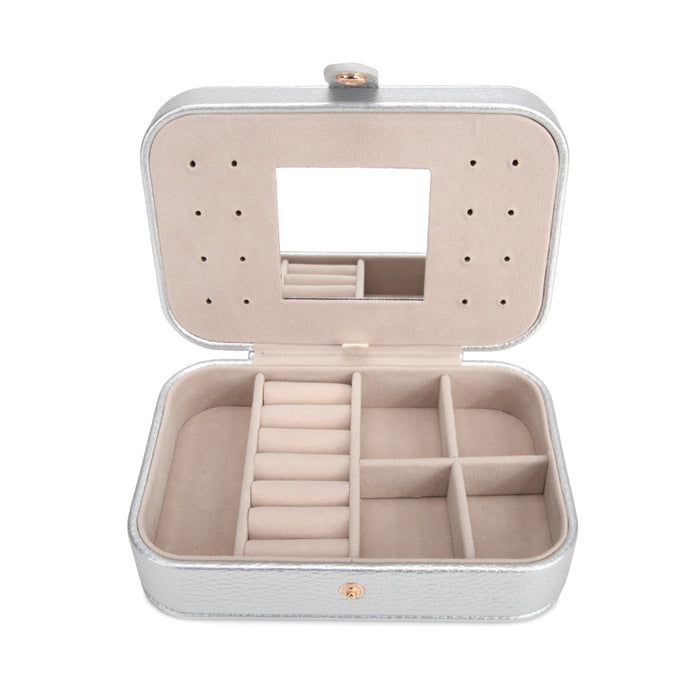 Leah Quilted Travel Jewelry Organizer | Silver