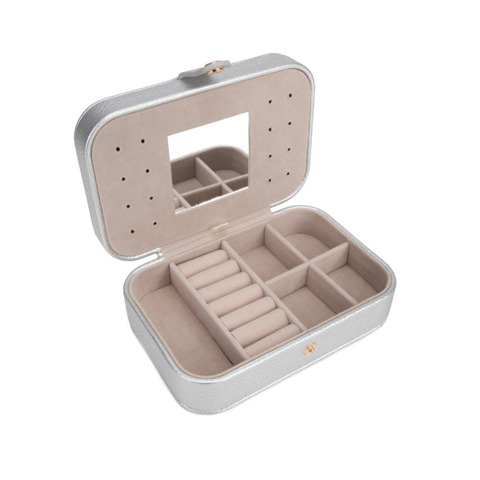 Leah Quilted Travel Jewelry Organizer | Silver