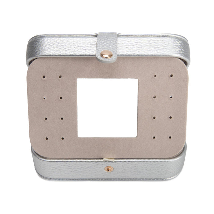 Leah Quilted Travel Jewelry Organizer | Silver