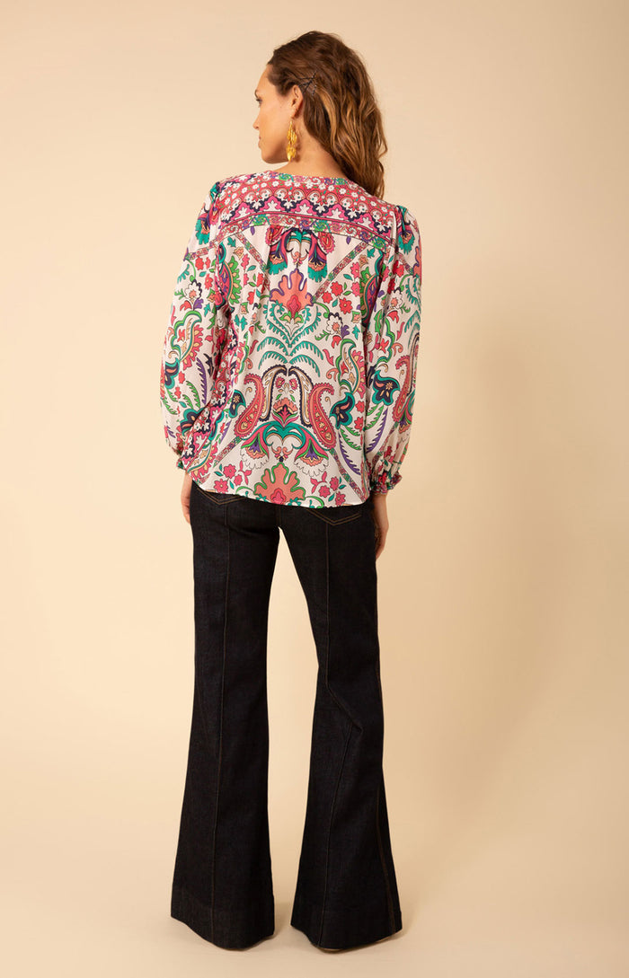 Leila Silk Top, color_ivory