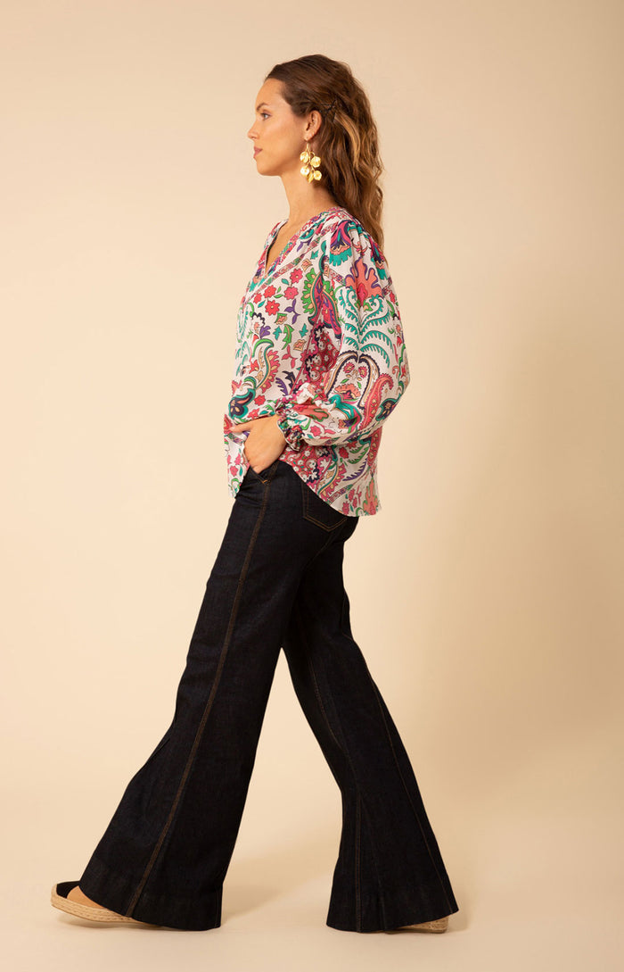 Leila Silk Top, color_ivory