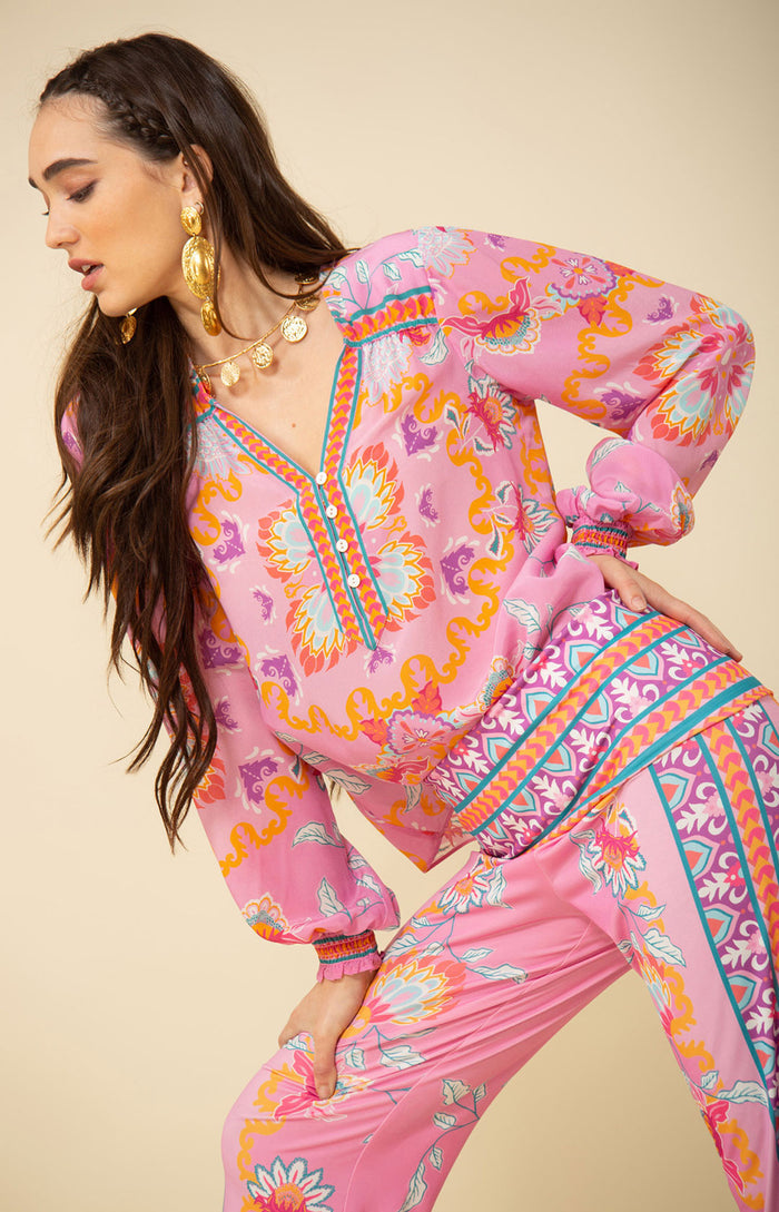 Leilani Silk Top, color_pink