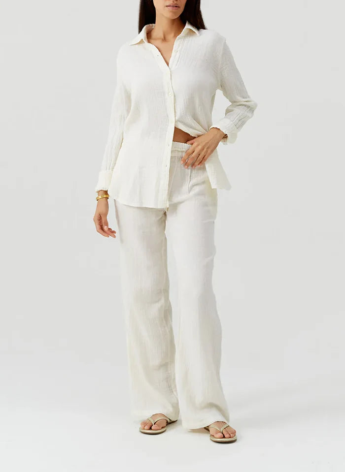 Shirts Melissa Odabash Leona Classic Buttoned Shirt Ivory Apoella
