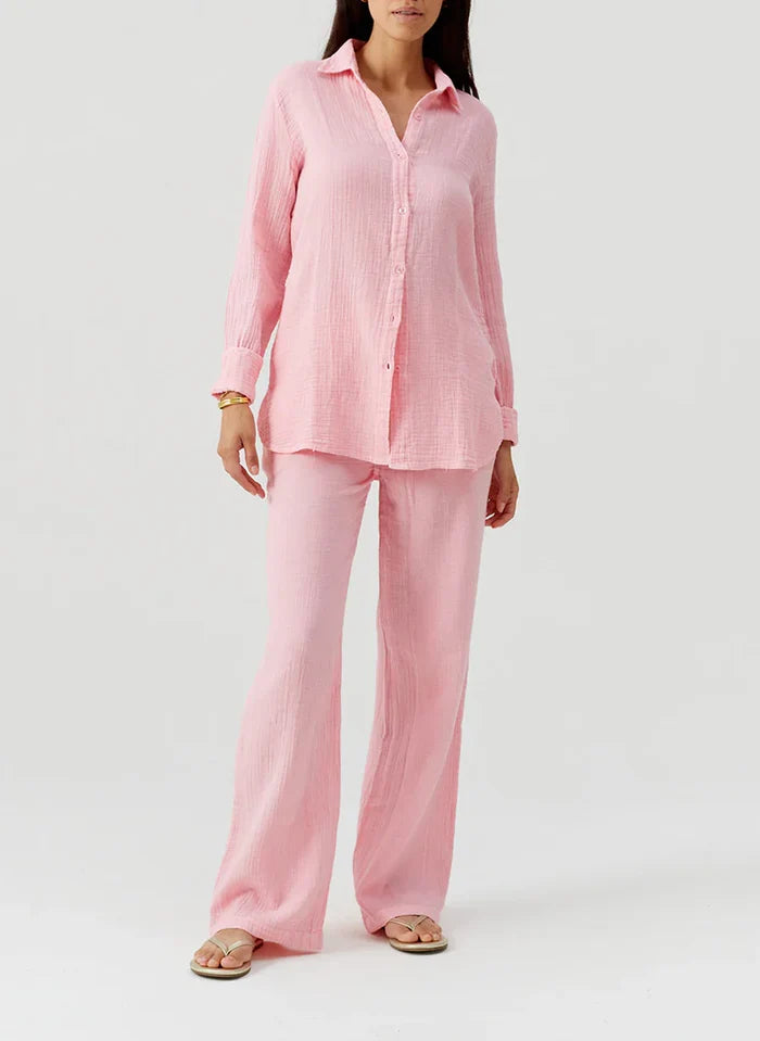 Shirts Melissa Odabash Leona Classic Buttoned Shirt Rose Apoella