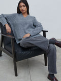 Candy Is 5'6" & Wears Size UK S|Liberty V Neck Seam Knit Jumper - Charcoal