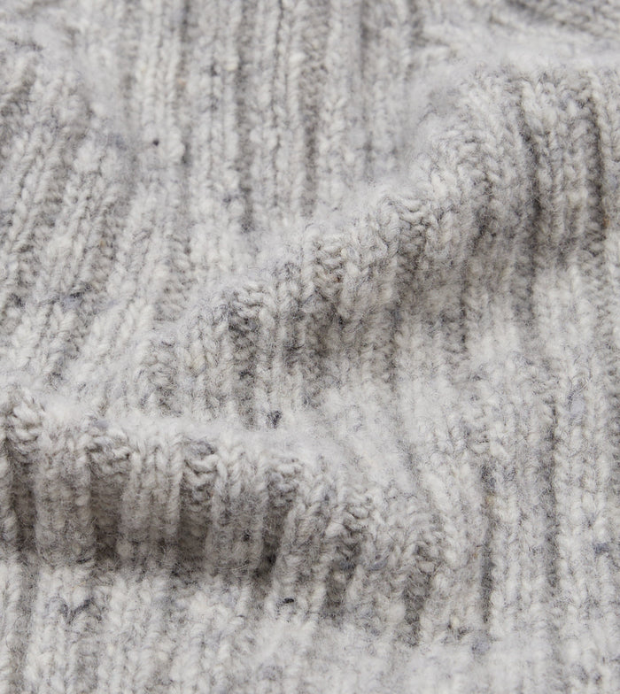 Light Grey Donegal Ribbed Merino Knit Cap