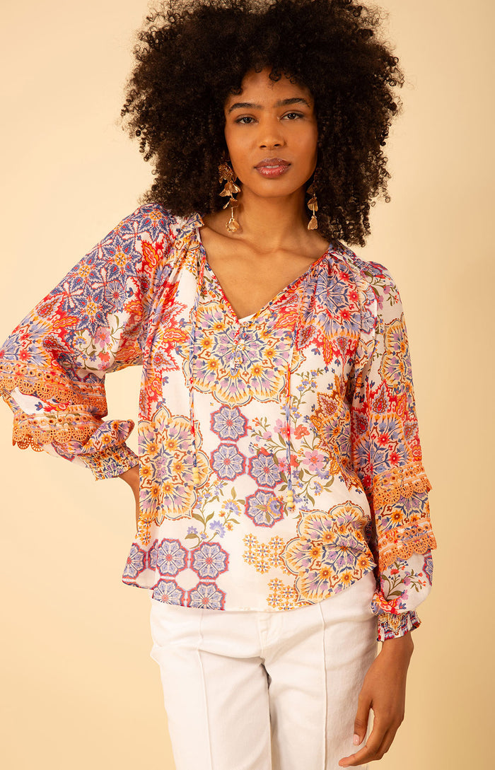 Lilith Voile Top, color_ivory