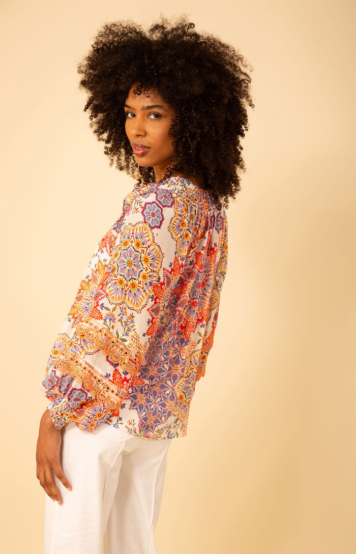 Lilith Voile Top, color_ivory