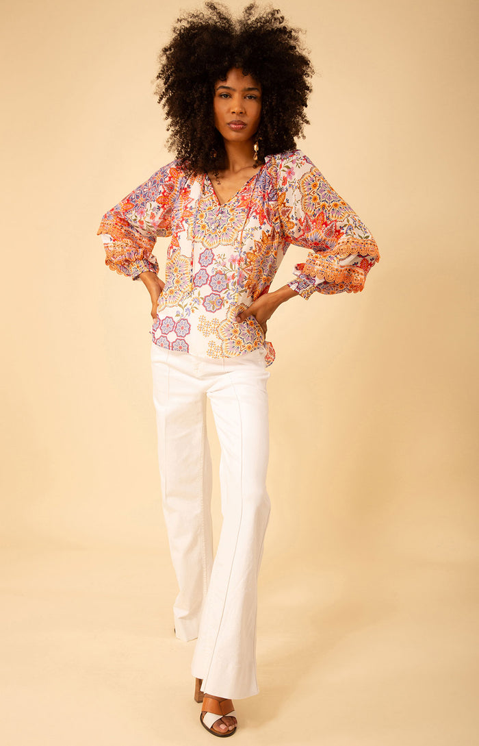 Lilith Voile Top, color_ivory