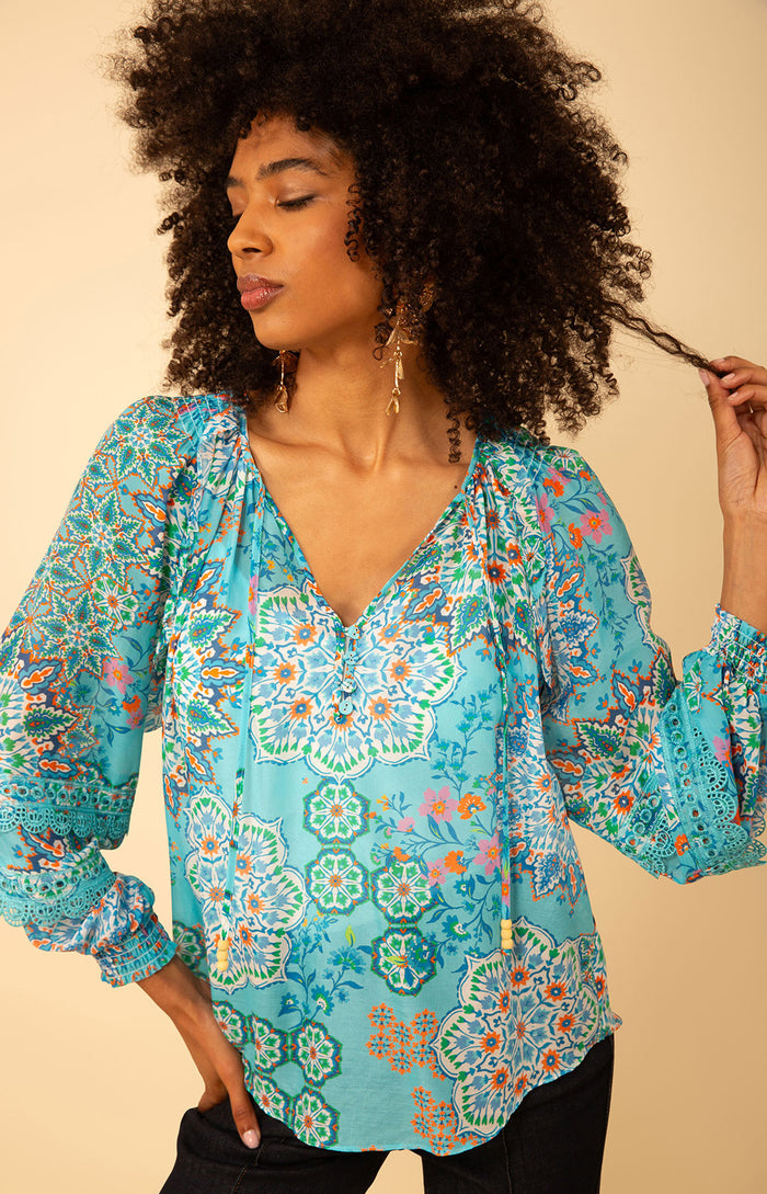 Lilith Voile Top, color_turquoise