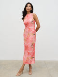 Lygia Is 5'9" & Wears Size UK 8|Lilou Printed Sequin Midaxi Dress - Orange Large Scale Floral