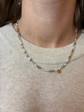 Liv Elle - Botswana Agate w/ Freshwater Pearls & Orange Garnet Bead - Kalifornia Jean Bar