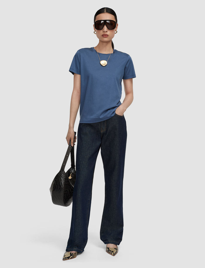 Blue Livia Mercerised Cotton Top - Joseph