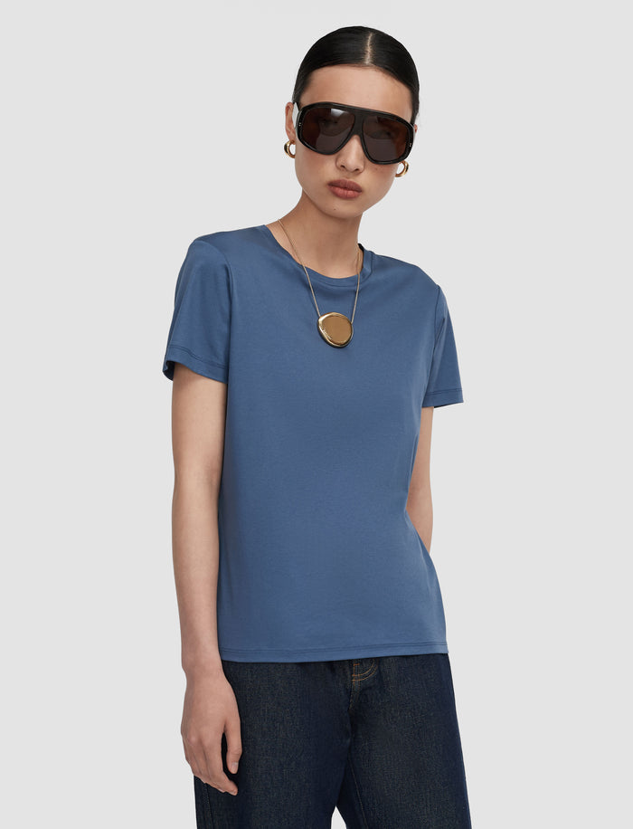 Blue Livia Mercerised Cotton Top - Joseph