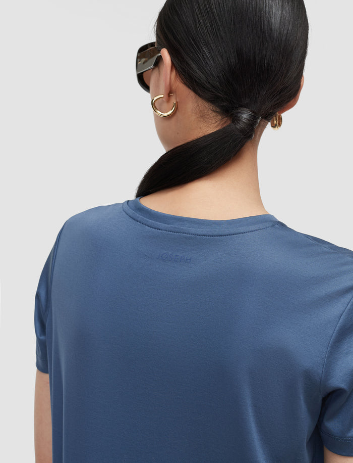 Blue Livia Mercerised Cotton Top - Joseph