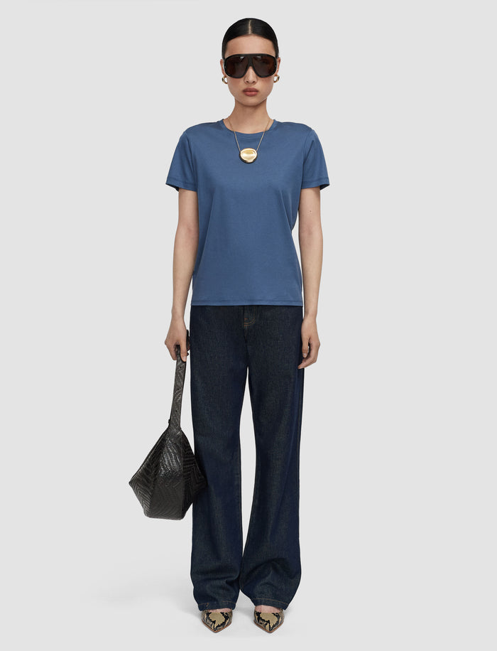 Blue Livia Mercerised Cotton Top - Joseph