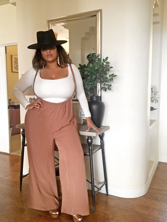 Liza Suspender Jumpsuit  - Brown image 3