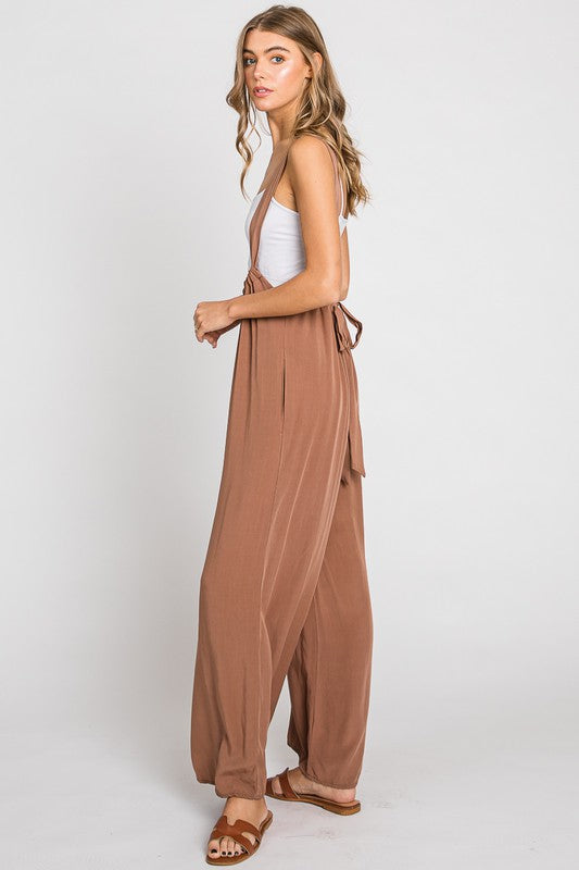 Liza Suspender Jumpsuit  - Brown image 7