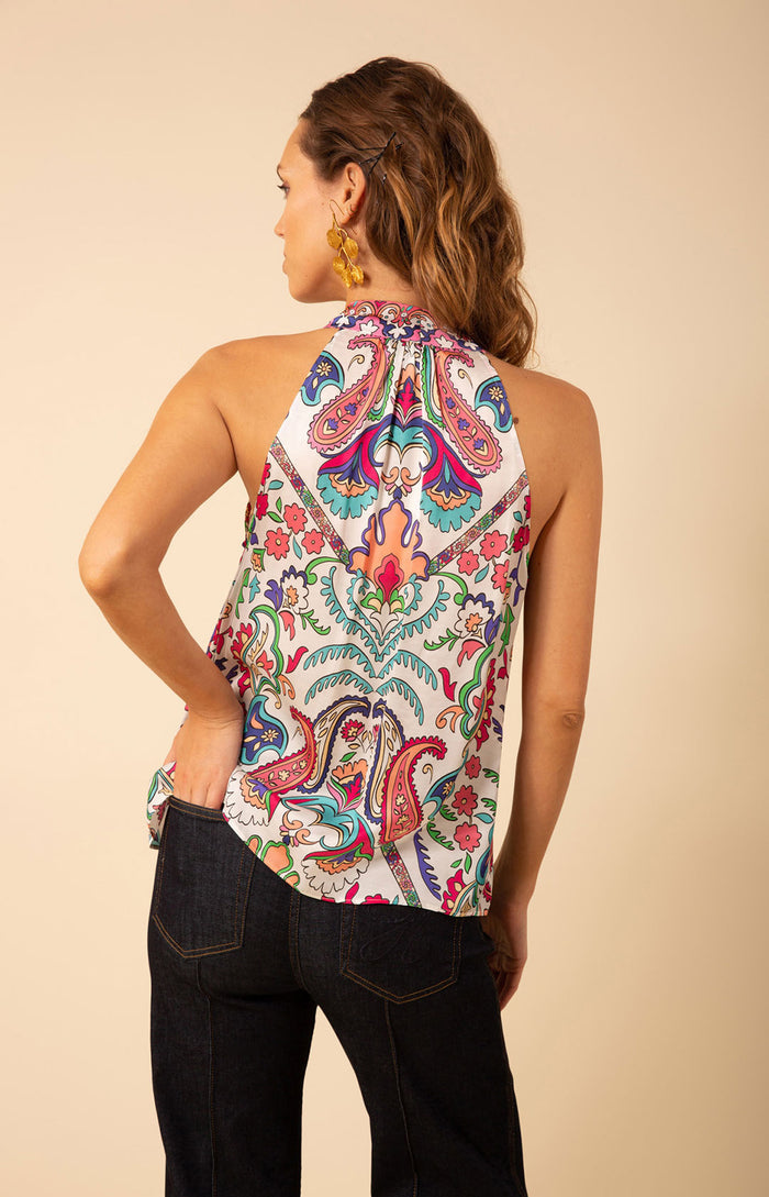 London Necktie Top, color_ivory