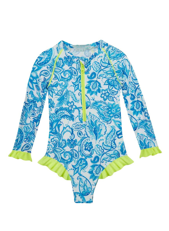 One-Piece Marie Raxevsky Long Sleeve Zip Ruffles Surf Suit Cycladic Apoella