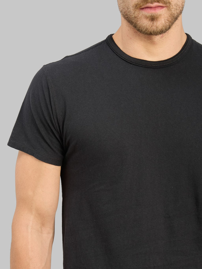 Loop & Weft Supima Cotton Classic Double Binder Crewneck T-Shirt Royal Black