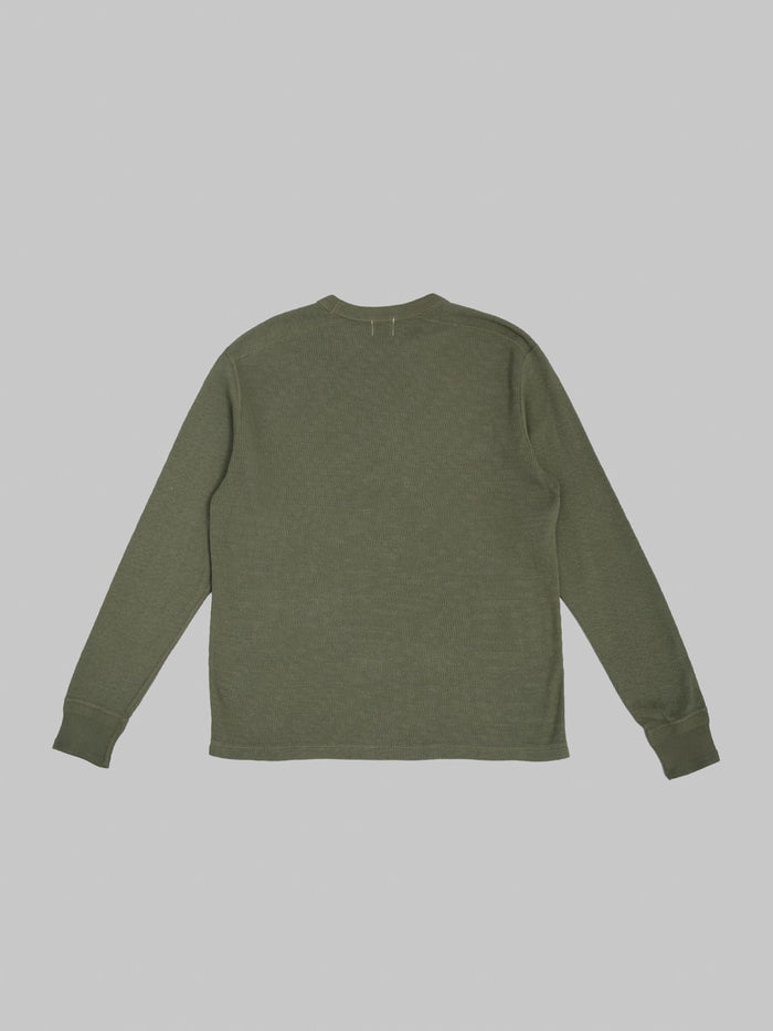 Loop & Weft Supima Long Honeycomb Knit Crewneck Thermal Olive back