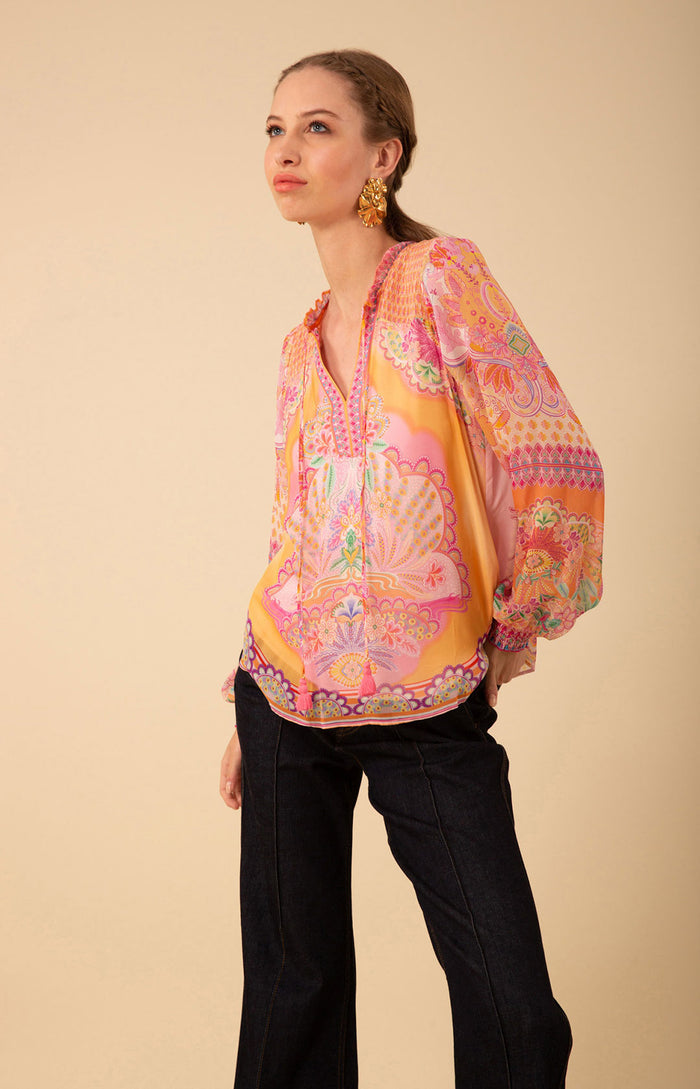 Lucia Chiffon Top, color_orange