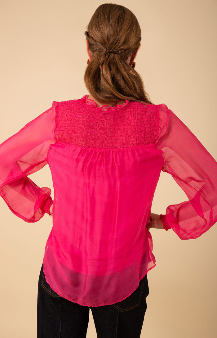 Lucia Solid Chiffon Top, color_fuchsia