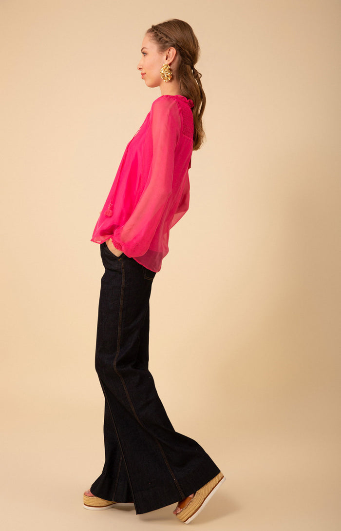 Lucia Solid Chiffon Top, color_fuchsia
