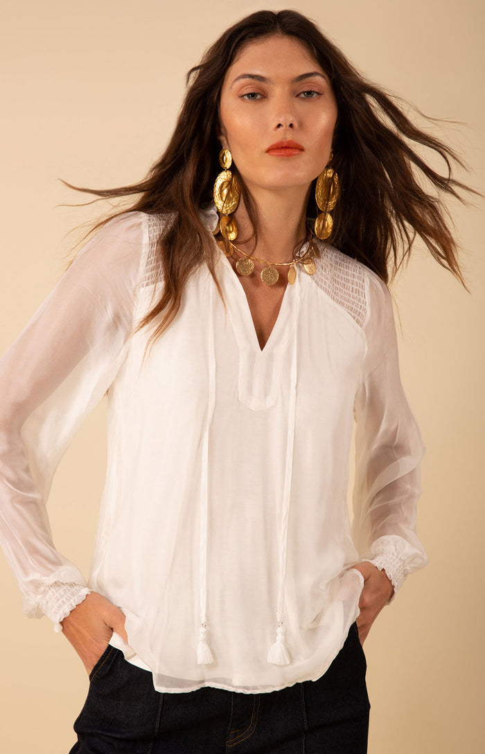 Lucia Solid Chiffon Top, color_white