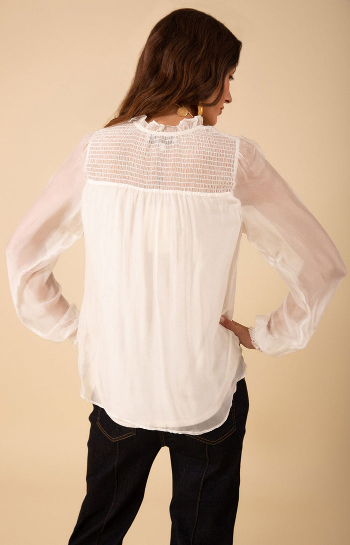 Lucia Solid Chiffon Top, color_white
