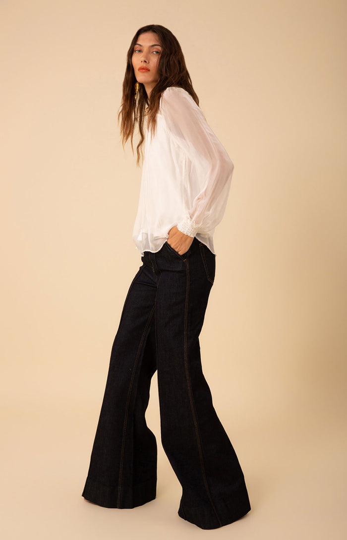 Lucia Solid Chiffon Top, color_white