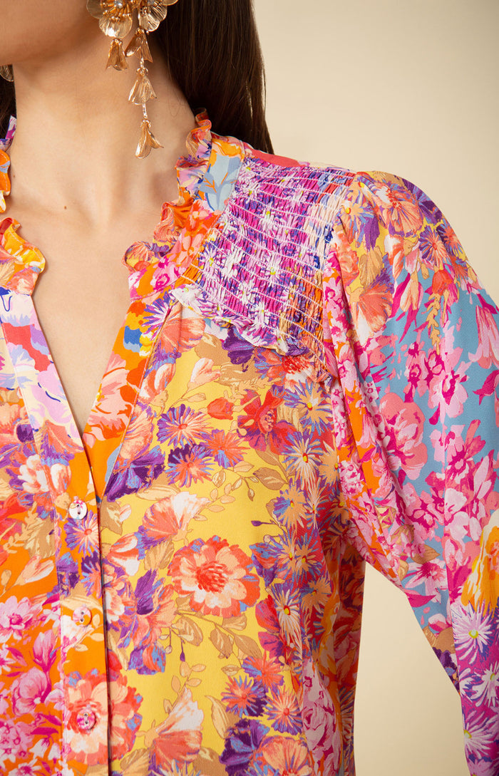 Lydia Button Down Top, color_coral