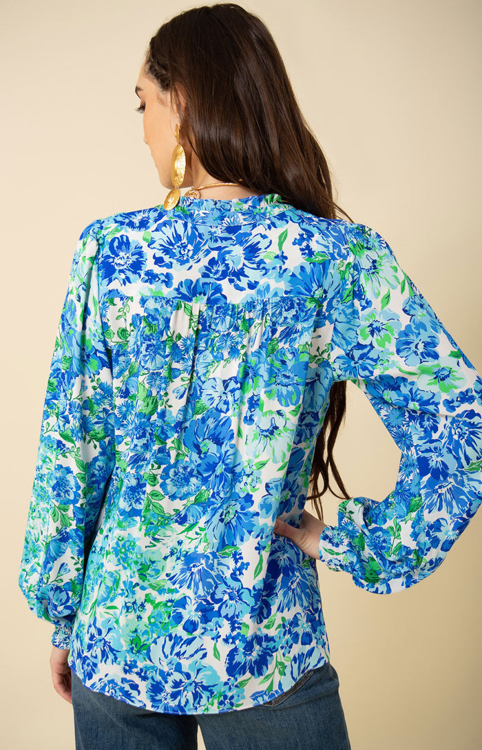 Lydia Button Down Top, color_blue