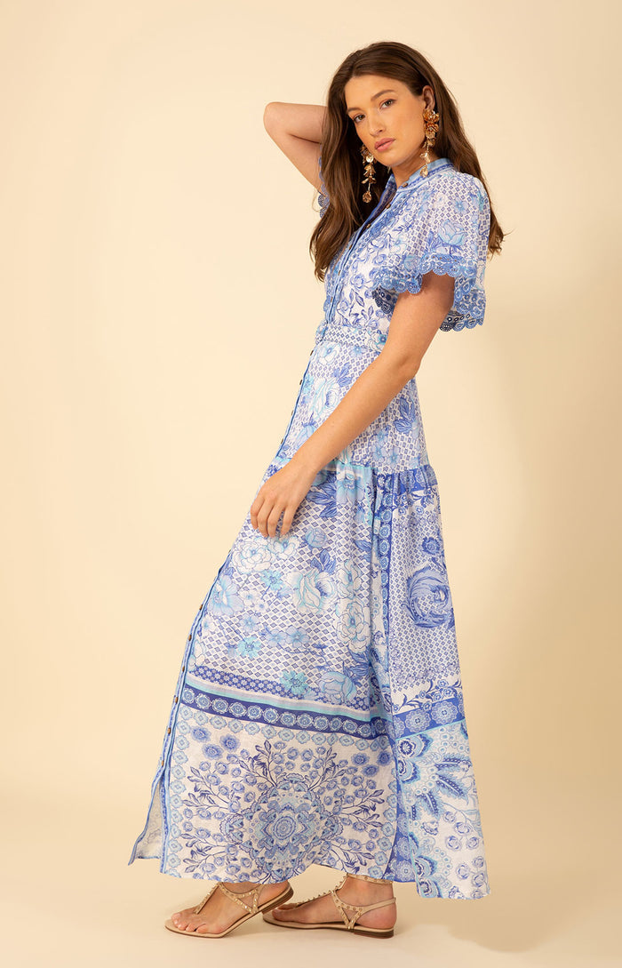 Maggie Belted Linen Maxi Dress, color_blue