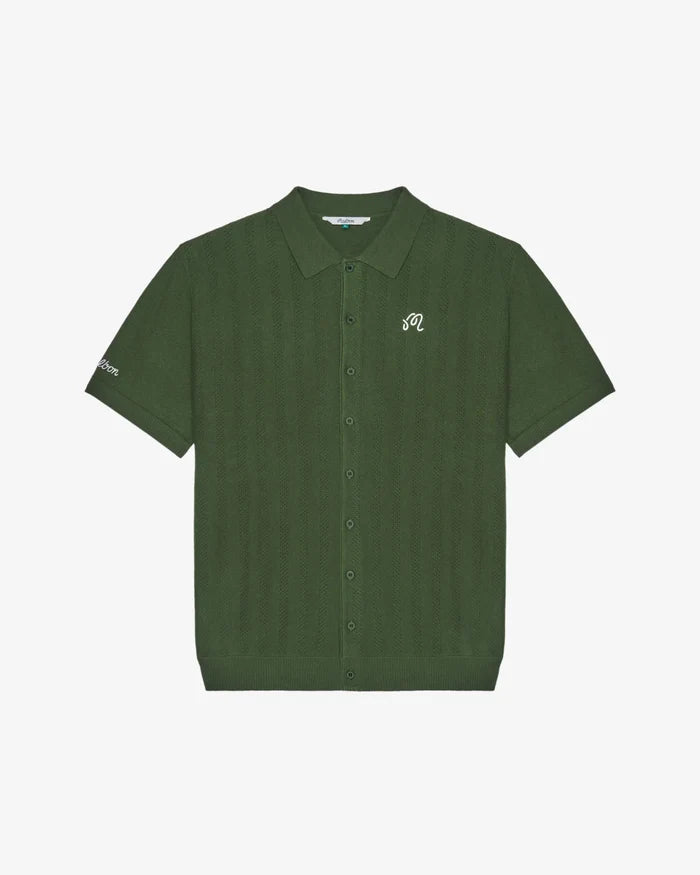 Malbon - Crosscut Crochet Polo in Rifle Green - Kalifornia Jean Bar